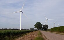 Moderne windmolens aan de Zilverlandseweg