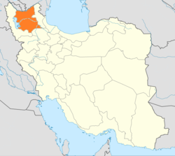 Vị trí tỉnh Đông Azerbaijan được làm nổi bật