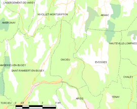 Mapa obce Oncieu
