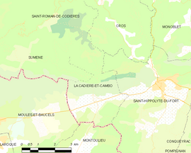 Mapa obce La Cadière-et-Cambo