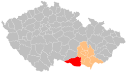 Situacion del districte de Znojmo en Chequia