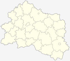 Mapa konturowa obwodu orłowskiego, blisko centrum na lewo znajduje się punkt z opisem „Orzeł”