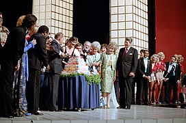 President Ronald Reagan and Nancy Reagan Cutting The Cake During a Tribute to Bob Hope.jpg