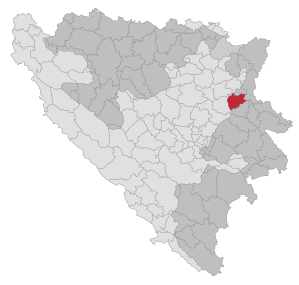 Lage der Gemeinde Šekovići in Bosnien und Herzegowina (anklickbare Karte)