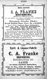 Advertising for CA Franke refinery ca 1876