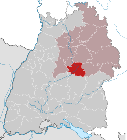 Elhelyezkedése Baden-Württemberg térképén