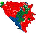 Líneas del frente en 1994, al finalizar el conflicto bosnio-croata y tras los Acuerdos de Washington.