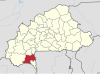Localisation de la province du Poni au Burkina Faso.
