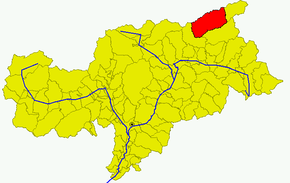 Poziția comunei în cadrul provinciei