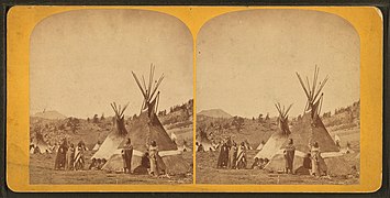 Fort Stambaugh, Wyoming near Sweetwater River, 1870; Shoshoni Chief Washakie's camp, by Jackson, William Henry, 1843-1942.jpg