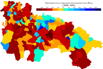Crecimiento de población por municipio entre 2008 y 2018