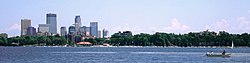 Downtown and Lake Calhoun, part of the Chain of Lakes and the Grand Rounds Scenic Byway