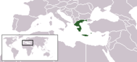 O hartă care arată localizarea Greciei