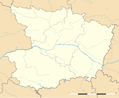 Mapa konturowa Maine i Loary, na dole po lewej znajduje się punkt z opisem „La Jubaudière”