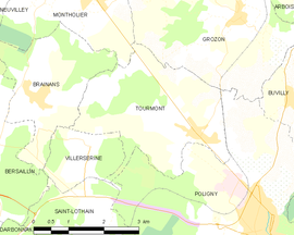 Mapa obce Tourmont