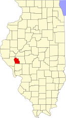 Map of Illinois highlighting Scott County