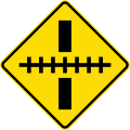 (W15-8.1/PW-60) Railway crossing ahead at a right angle