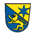 Gemeinde Mittelstetten Schräg geteilt von Gold und Blau; oben ein sechsstrahliger blauer Stern, unten ein rot bewehrter goldener Löwe.