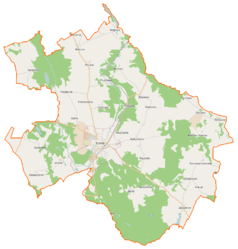 Mapa konturowa gminy Łobez, w centrum znajduje się punkt z opisem „Suliszewice”