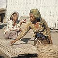 Women drying fish in Indonesia, 1971