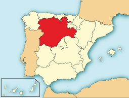 Ligging van Castilië en León in Spanje