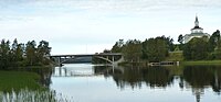 Heutige Brücke und Kirche in Själevad 2012