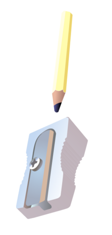 Graphic of pencil and manual pencil sharpener