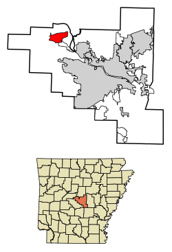 Location of Roland in Pulaski County, Arkansas.