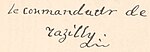 Signature de Isaac de Razilly