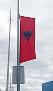 Vertical Albanian flag, Astana, Kazakhstan.jpg