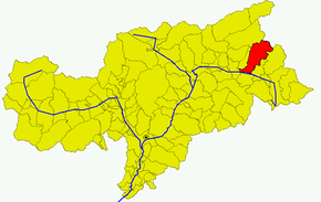 Poziția comunei în cadrul provinciei