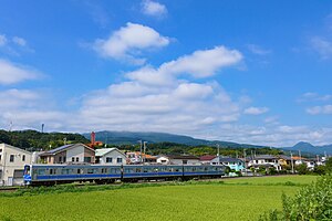 大雄山線を走行する5000系電車 （2020年8月 飯田岡駅 - 穴部駅間）