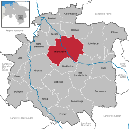 Läget för staden Hildesheim i Landkreis Hildesheim