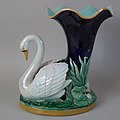 Coloured glazes swan vase, c. 1875, naturalistic in style