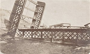 Le pont du Francport détruit par le Génie français en 1915.