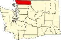 Map of Vašington highlighting Whatcom County