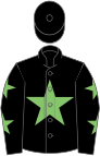 Black, light green star, black sleeves, light green stars