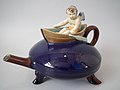 Teapot, c. 1875, coloured lead glazes on biscuit, Japanese style with an element of whimsy