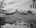 A bonnet roof with lower pitched lower slopes at a lower pitch, as seen on traditional barns in the western United States, Grand Teton National Park, Wyoming