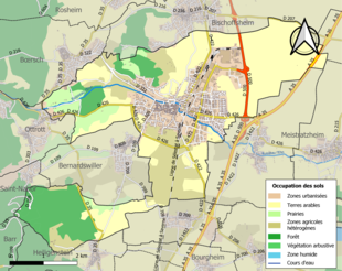 Carte en couleurs présentant l'occupation des sols.