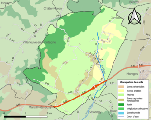 Carte en couleurs présentant l'occupation des sols.