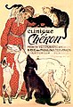 « Clinique Chéron », lithographie et affiche de Théophile Alexandre Steinlen (crayon et pinceau, H 1,97 m, L 1,40 m, mai 1905), représentant, entre autres, un barzoï.