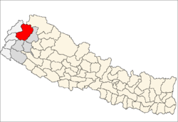 Location of Bajhang district in Nepal