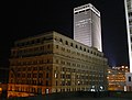 Brandeis Building and Woodmen Tower in Omaha, Nebraska at night