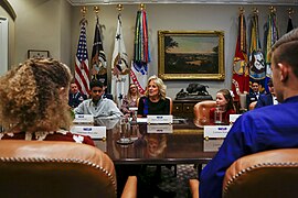 Jill Biden is joined by National Guard family members, state adjutants general and National Guard leaders to discuss support for National Guard children in the White House Roosevelt Room on November 28, 2022 - 11.jpg