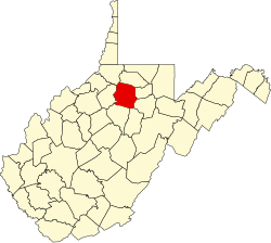 map of West Virginia highlighting Harrison County