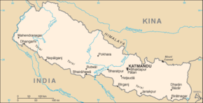 Kart over Den føderale demokratiske republikken Nepal