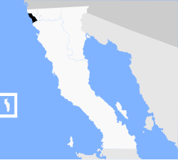 Location o Rosarito Beach Municipality in Baja California.