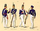 Tropas de infantería del Ejército Imperial Brasileño en 1825 durante la Guerra del Brasil.