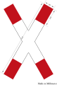 weißes Andreaskreuz mit roten Enden